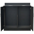 Double Waste Bin Enclosure Cabinet with Drop hole 1138x560x1160mm Black - CEGS30200