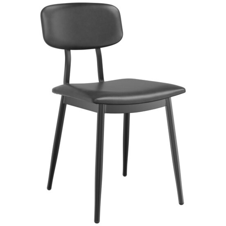 Black Steel Chair with Black Vinyl Cushion Seat & Black Vinyl Back - CEGS60606BLACKCUSHSEATBLACKBACK