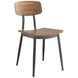 Black Steel Chair with Antique Walnut Seat & Antique Walnut Back - CEGS60606WALNUTSEATWALNUTBACK
