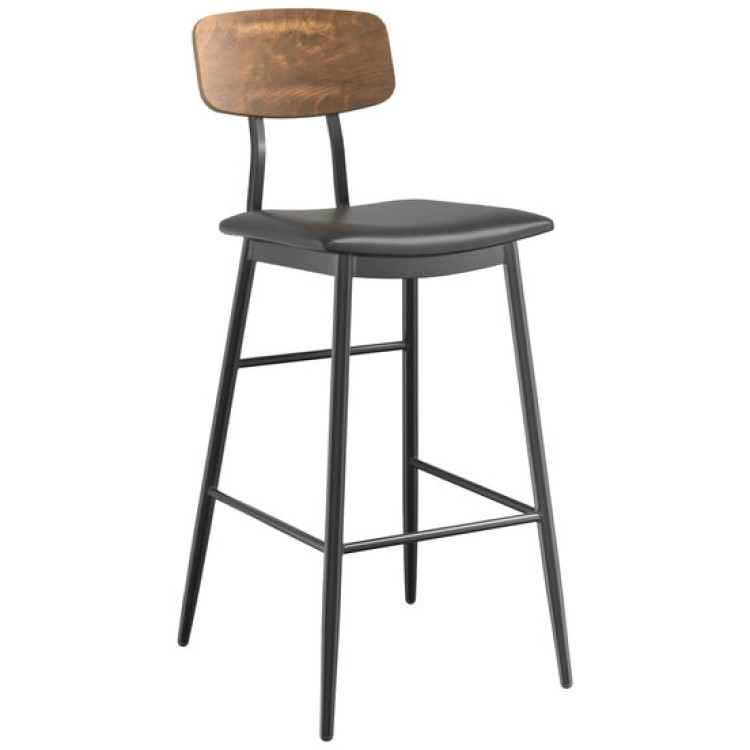 Barstool with Antique Walnut Back & Black Vinyl Seat - CEGS60606BWALNUTBLACK