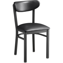 Black Steel Chair with Black Vinyl Cushion Seat & Black Vinyl Cushion Back - CEGS65VBLACKSEATBLACKBACK