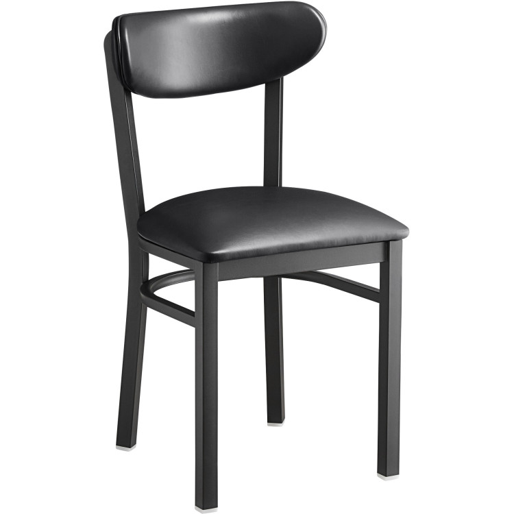 Black Steel Chair with Black Vinyl Cushion Seat & Black Vinyl Cushion Back - CEGS65VBLACKSEATBLACKBACK
