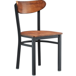 Black Steel Chair with Antique Walnut Seat & Antique Walnut Back - CEGS65VWALNUTSEATWALNUTBACK
