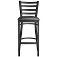 Black Barstool with Backrest & Vinyl Seat - CEGS697B