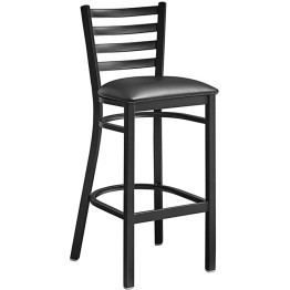 Black Barstool with Backrest & Vinyl Seat - CEGS697B
