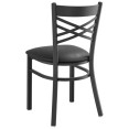 Black Steel Cross Back Chair with Black Vinyl Cushion Seat - CEGS6F0BBLACKCUSHSEAT