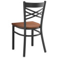 Black Steel Cross Back Chair with Antique Walnut Seat - CEGS6F0BBLACKWALNUTSEAT