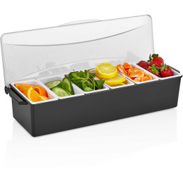 Garnish Tray / Condiment Dispenser with Lid 6 compartments - CECHA001