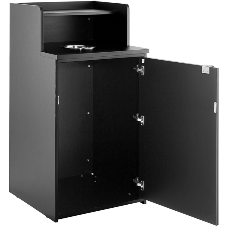 Waste Bin Enclosure Cabinet with Drop hole and Tray shelf 625x605x1210mm Black - CEGSLJ0003