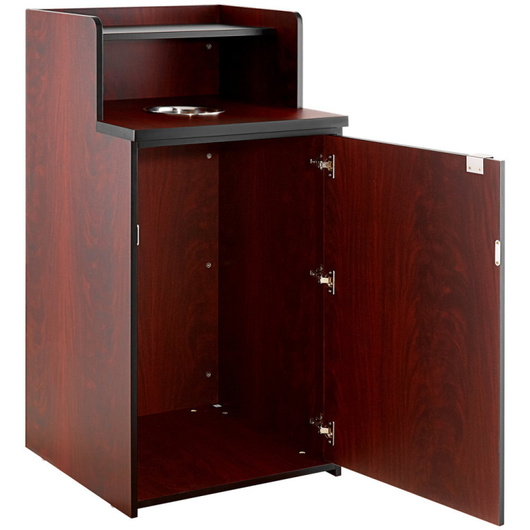 Waste Bin Enclosure Cabinet with Drop hole and Tray shelf 625x605x1210mm Mahogany - CEGSLJ0003M