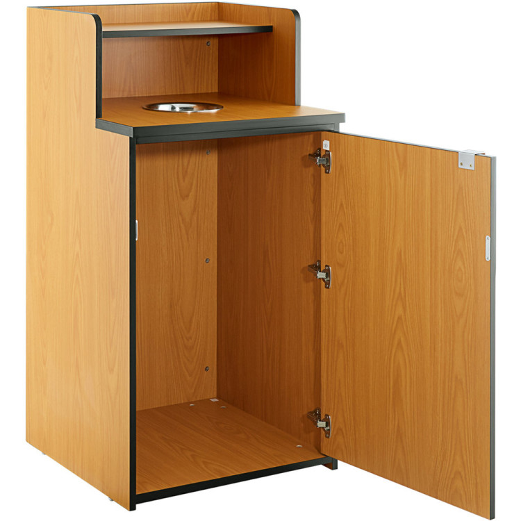 Waste Bin Enclosure Cabinet with Drop hole and Tray shelf 625x605x1210mm Natural - CEGSLJ0003N