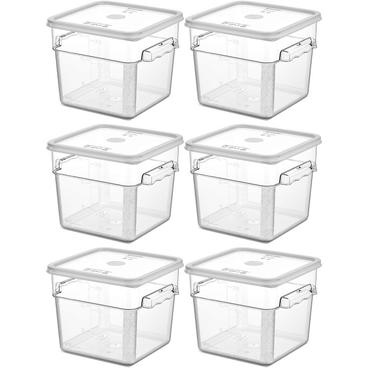 Pack of 12 Food storage Container with lid 5.7 litre 242x232x191mm Polypropylene - GSPP6+GSPPL6