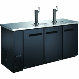 Commercial Direct Draw Beer Dispenser - Triple Door Keg Cooler with Double Beer Tap Black - CEGXX203