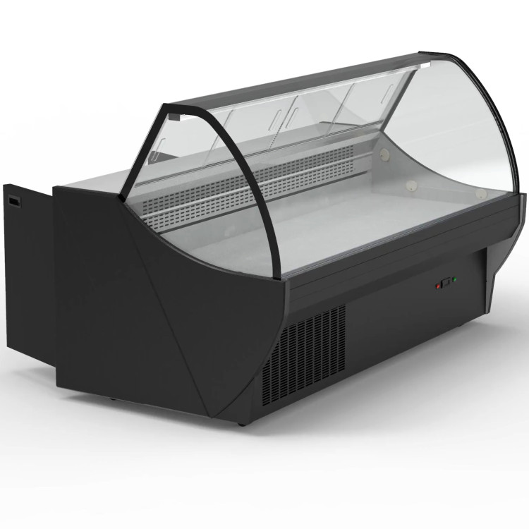 Serve over Deli counter Curved glass front Width 1520mm Black - CEHC84V1052
