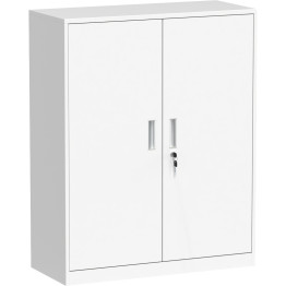 Commercial Metal Storage Cabinet Lockable with 2 Shelves 800x400x900mm White - CEHDWAC02A