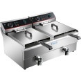 Commercial Fryer Double Electric 2x10 litre 6kW Countertop Drainage tap - CEHEF102V