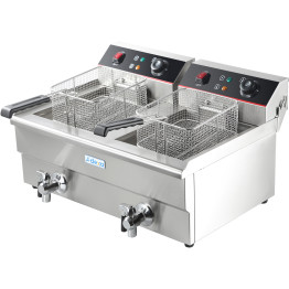 Commercial Fryer Double Electric 2x16 litre 10kW Countertop Drainage tap - CEHEF162V