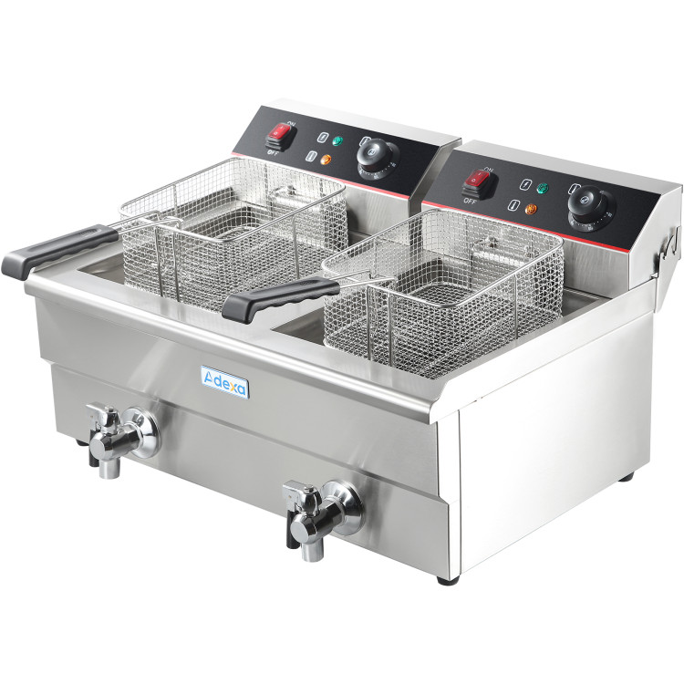 Commercial Fryer Double Electric 2x16 litre 10kW Countertop Drainage tap - CEHEF162V