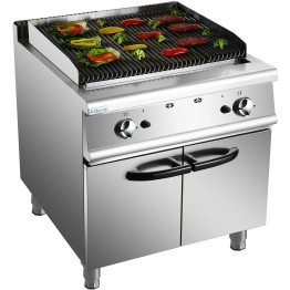 Professional Gas Lava Rock Grill with Cabinet Base 18kW 900mm Depth - CEHGL907