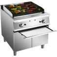 Professional Gas Lava Rock Grill with Cabinet Base 14.4kW 700mm Depth - CEHGL707