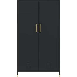 Metal Wardrobe Cabinet 2 Doors 1 Hanging Rail & 1 Shelf 800x500x1440mm Black - CEHMA18