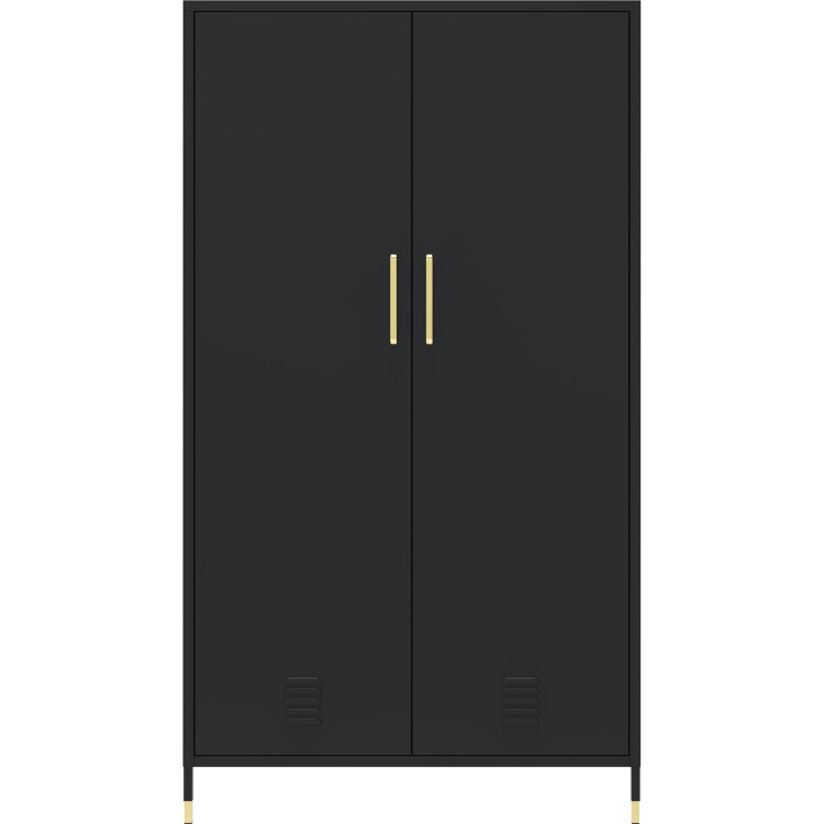 Metal Wardrobe Cabinet 2 Doors 1 Hanging Rail & 1 Shelf 800x500x1440mm Black - CEHMA18
