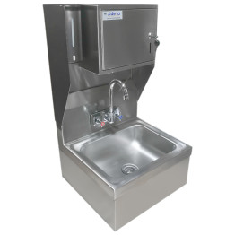 Wall mounted Hand Sink with Faucet & Automatic Soap dispenser & Paper towel dispenser Side splash Stainless steel - CEHS17FSDTDUSP