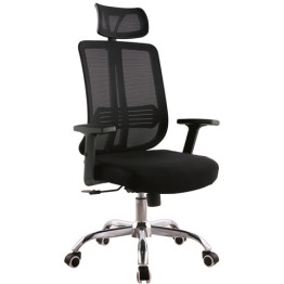 Mesh Office Chair with Headrest Black & Chrome - CEHY8031