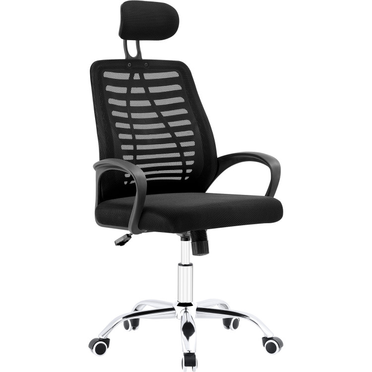 Mesh Office Chair with Headrest Black & Chrome - CEHY805