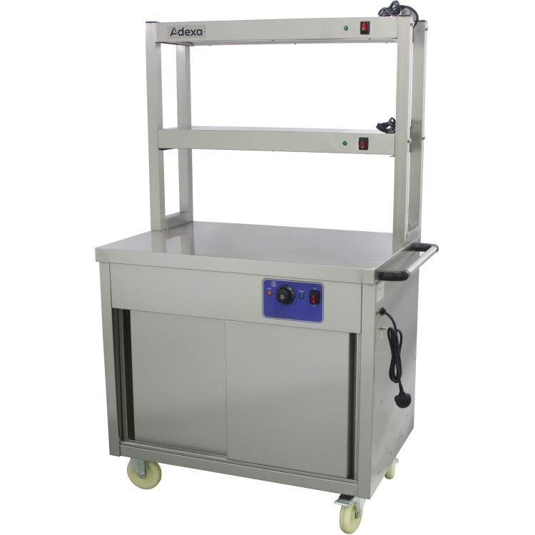 Mobile Flat Top Hot Cupboard with 2 tier Heated Gantry 900mm - CEHYH09HD