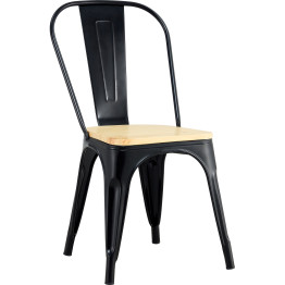 Bistro Dining Chair with Wooden seat Steel Black Indoors - CEHYX503F2