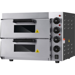 Commercial Double Pizza oven Electric 2 chamber 415x400mm Mechanical controls 3kW - CEKNGEP2PT