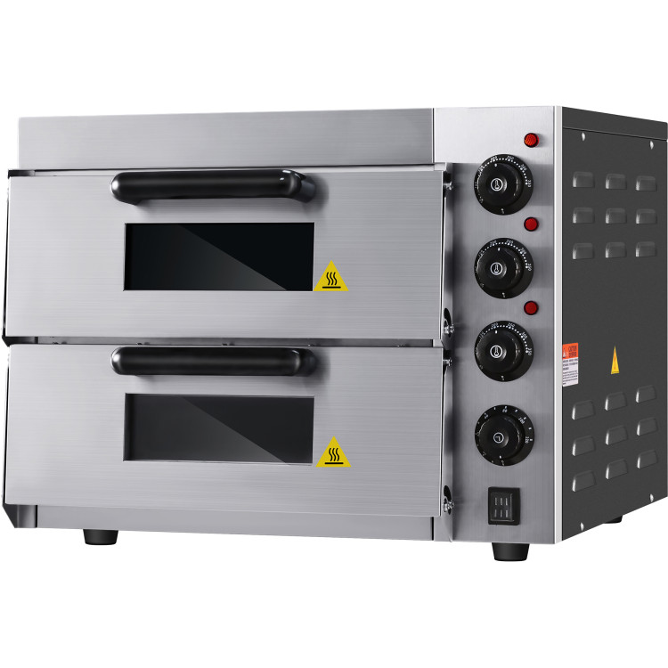 Commercial Double Pizza oven Electric 2 chamber 415x400mm Mechanical controls 3kW - CEKNGEP2PT