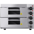 Commercial Double Pizza oven Electric 2 chamber 415x400mm Mechanical controls 3kW - CEKNGEP2PT