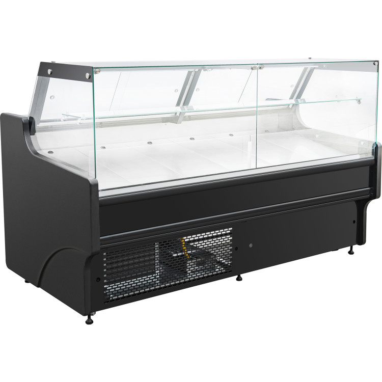 Serve over Deli counter Black front Straight glass front Width 1330mm - CEKSCP1309SCD