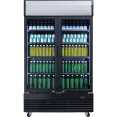 Commercial Bottle cooler Upright 930 litres Ventilated cooling Twin hinged doors Black Canopy light - CELG1000BFMBLACK