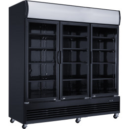 Commercial Bottle cooler 1300 litres Ventilated cooling 3 hinged doors Black - CELG1300BFBLACK