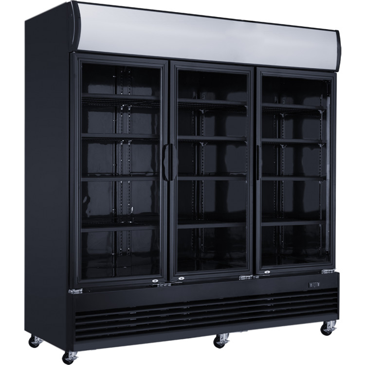 Commercial Bottle cooler 1300 litres Ventilated cooling 3 hinged doors Black - CELG1300BFBLACK