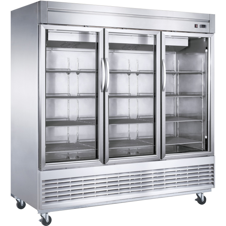 1800lt Commercial Upright Refrigerator Triple Glass Door Stainless Steel - CED83RGS3