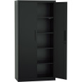 Professional Metal Storage Cabinet 2 doors 900x400x1800mm Lock 4 adjustable shelves Black - CEMXFC14BLACK
