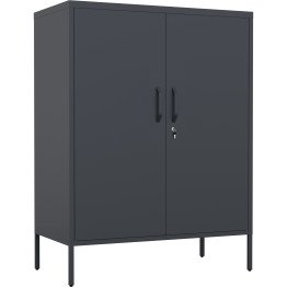 Professional Metal Storage Cabinet 2 doors 800x380x1000mm 2 adjustable shelves Black - CEMXHSC002BLACK