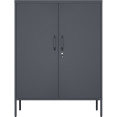 Professional Metal Storage Cabinet 2 doors 800x380x1000mm 2 adjustable shelves Black - CEMXHSC002BLACK