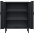 Professional Metal Storage Cabinet 2 doors 800x380x1000mm 2 adjustable shelves Black - CEMXHSC002BLACK