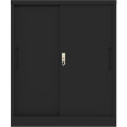 Professional Metal Storage Cabinet 2 sliding doors 800x400x1000mm Lock 2 adjustable shelves Black - CEMXHSC005BLACK