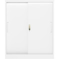 Professional Metal Storage Cabinet 2 sliding doors 800x400x1000mm Lock 2 adjustable shelves White - CEMXHSC005WHITE