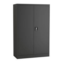 Commercial Metal Black Storage Cabinet 2 Shelves 2 Door Lockable 900x400x1400mm - CEMYOC05BLACK