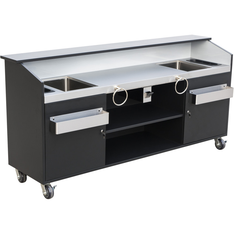 Commercial Portable Bar Stainless Steel & Black 2400x600x1200mm - CEPB2495SS