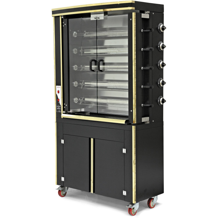 Commercial Chicken Rotisserie Oven with Neutral Cabinet Electric 5 Spit 30 Chickens - CEPLS5EE