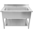 Commercial Pot Wash Sink Stainless steel 1 bowl Splashback 1200mm Depth 700mm Square legs - CEPSD12070