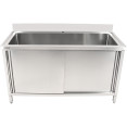 Commercial Pot Wash Sink Stainless steel 1 bowl Splashback 2 Doors 1200mm Depth 700mm - CEPSD120702D
